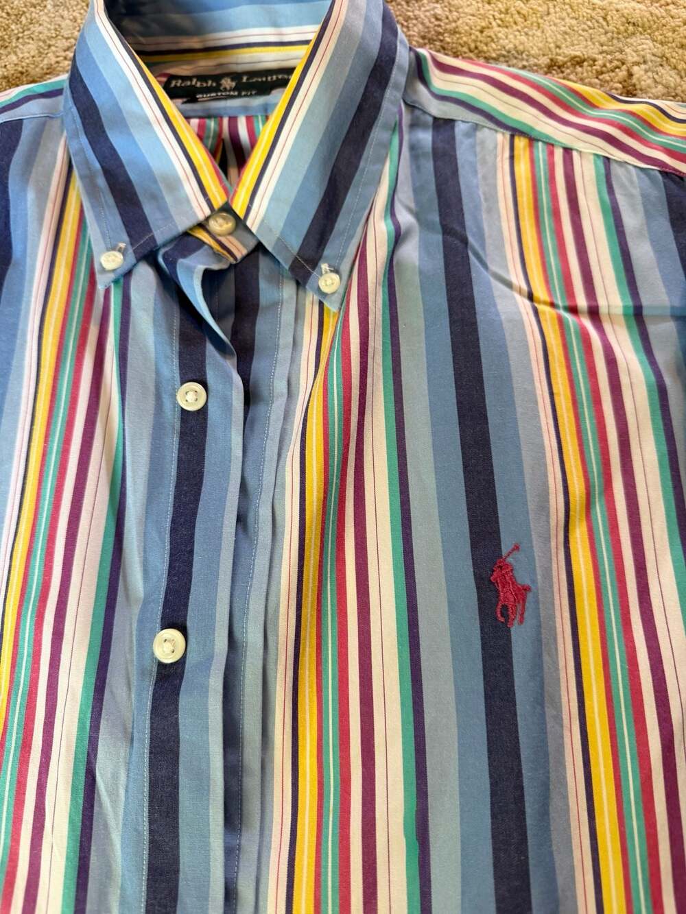 Ralph Lauren Custom Fit Multi-Color Fun Striped Button Down Shirt